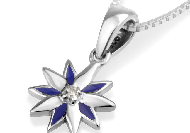 Star of Bethlehem pendant necklace with blue enamel, a Catholic Christmas gift