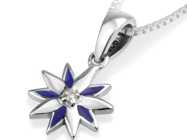 Star of Bethlehem pendant necklace with blue enamel, a Catholic Christmas gift