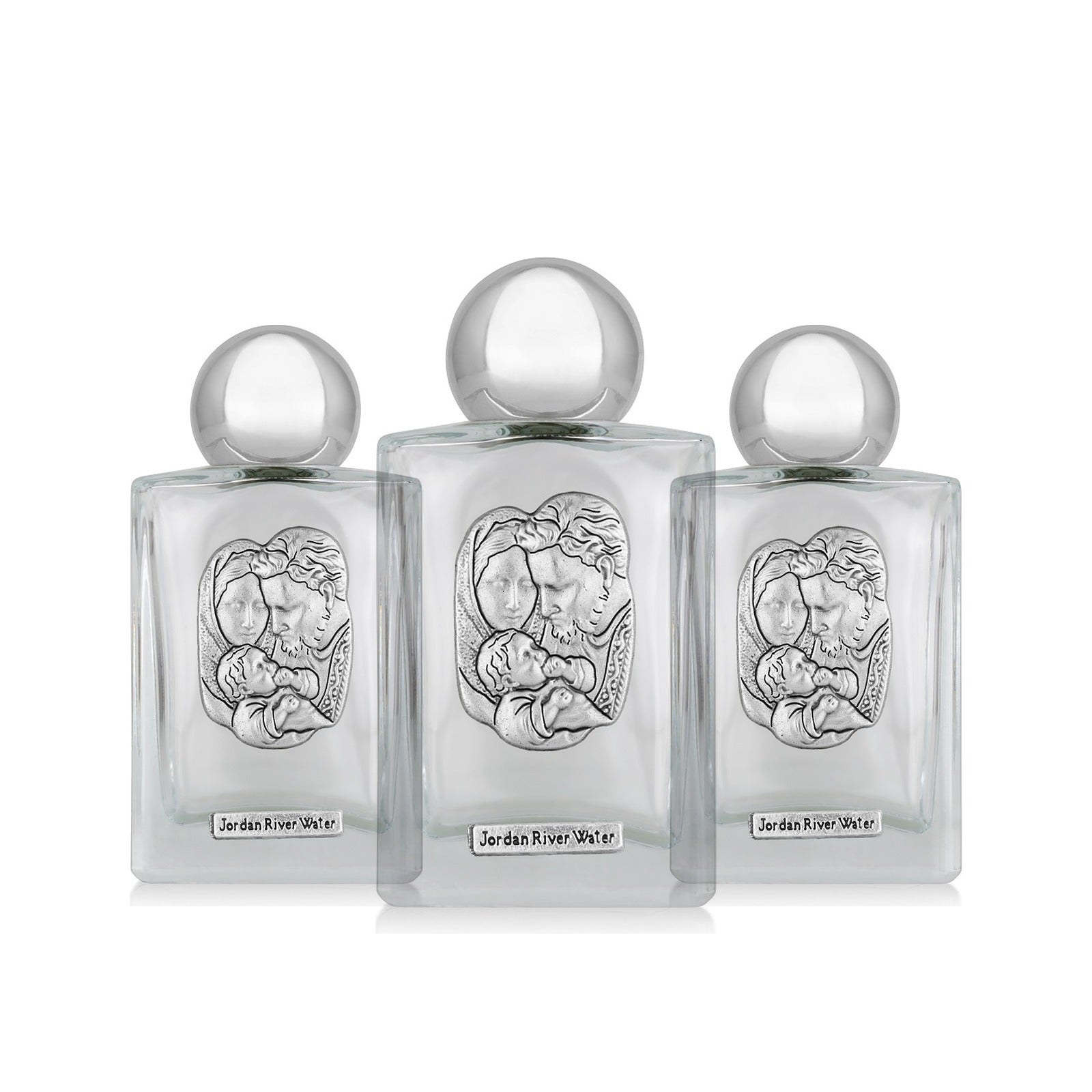 Holy Family Rectangular Holy Water Bottle with Jordan River Water 3-Pack by Marina Jewelry