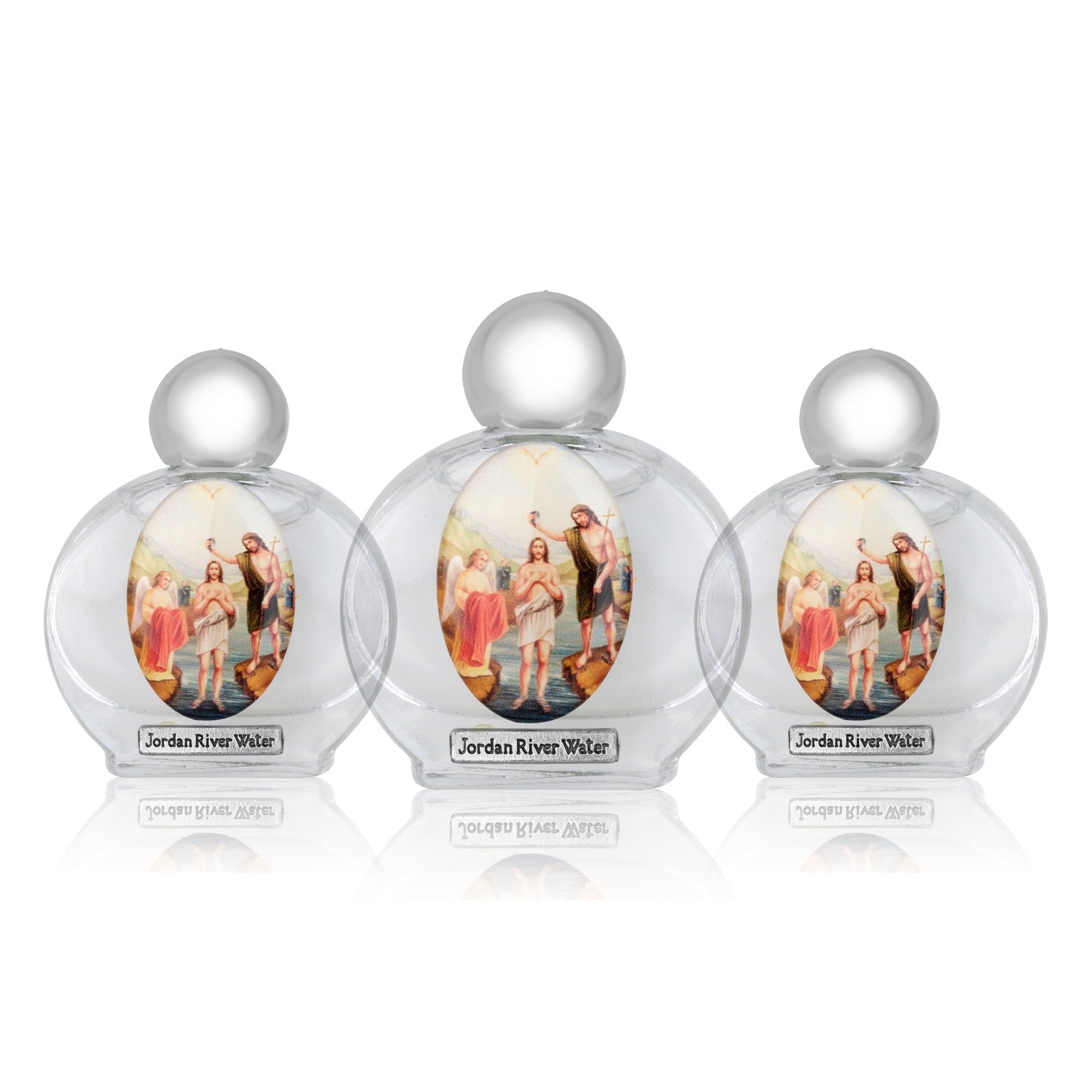 Baptism of Jesus Holy Water Bottle with Jordan River Water 3-Pack by Marina Jewelry