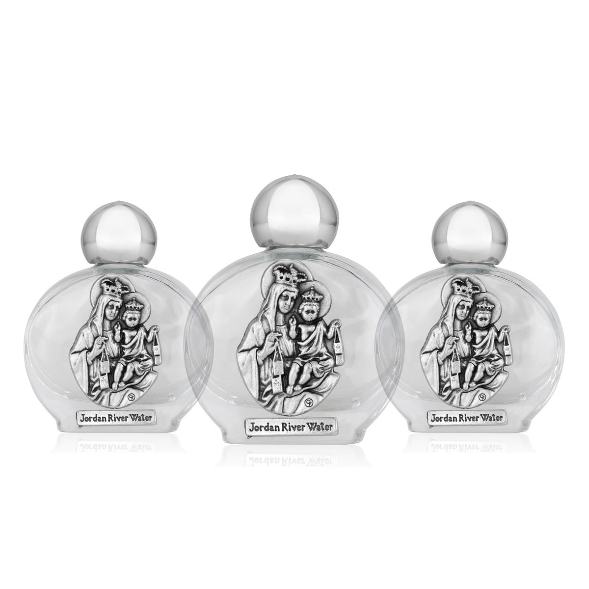 Our Lady of Mount Carmel Holy Water Bottle with Jordan River Water 3-Pack by Marina Jewelry