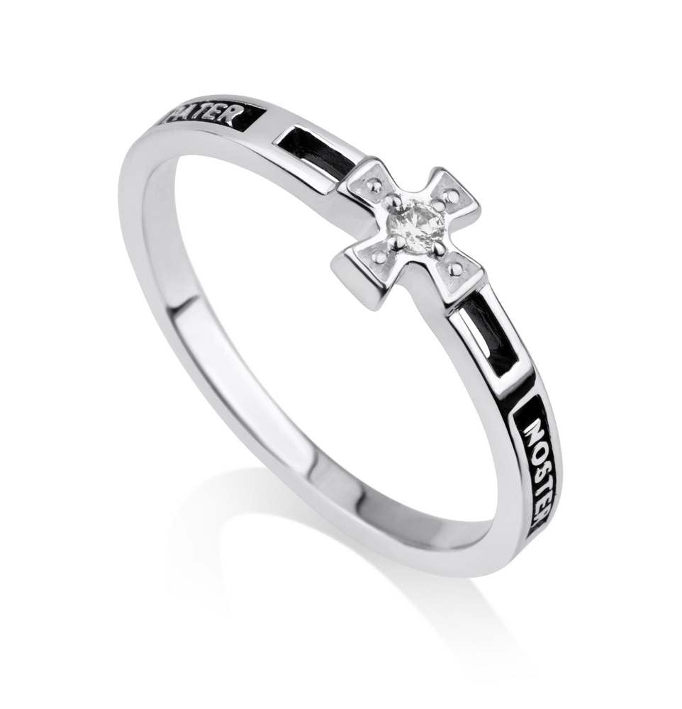 Pater Noster cross ring in 925 sterling silver by Marina Jewelry