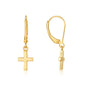 Gold-plated cross drop earrings in 925 sterling silver by Marina Jewelry