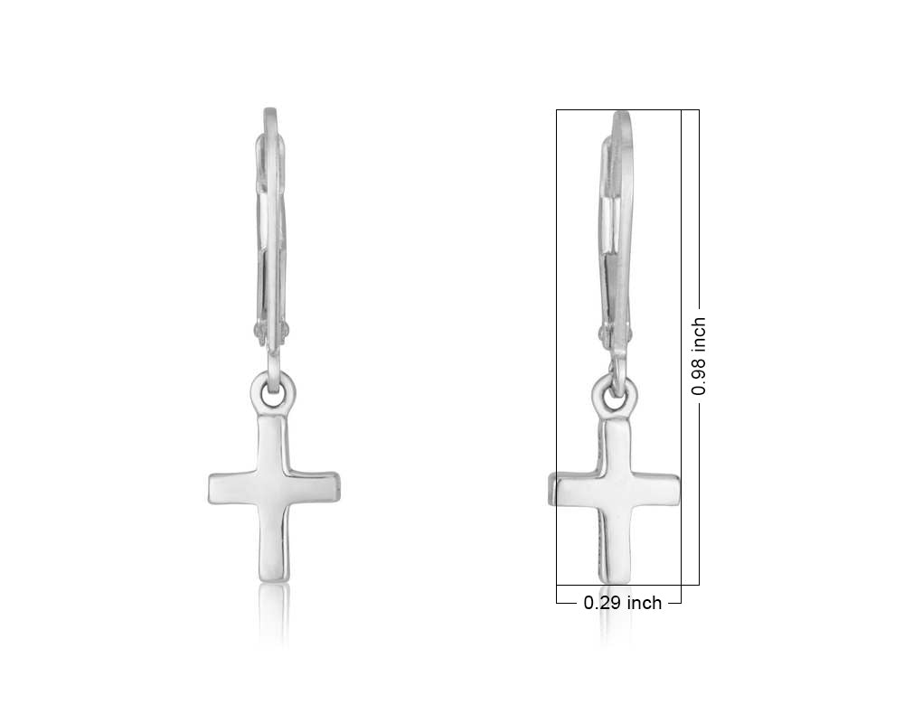 Cross Drop Earrings in 925 Sterling Silver