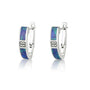 Eilat stone hoop earrings with pave square accent in 925 sterling silver by Marina Jewelry