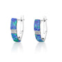 Eilat stone hoop earrings with pave diamond band in 925 sterling silver by Marina Jewelry