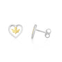 Heart and gold dove stud earrings in 925 sterling silver by Marina Jewelry