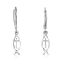Fish and cross drop earrings in 925 sterling silver by Marina Jewelry