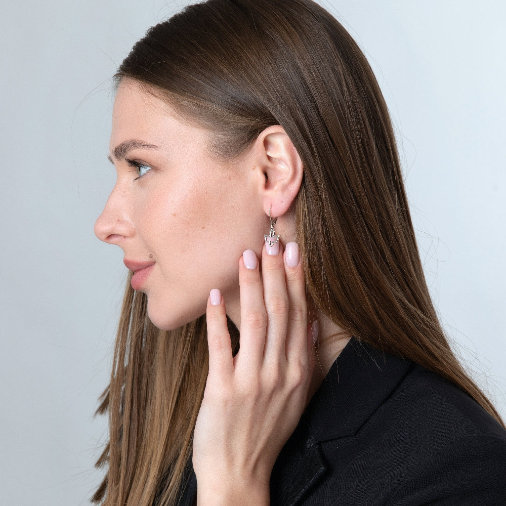 Dove Outline Drop Earrings in 925 Sterling Silver