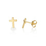 Tiny gold-plated cross stud earrings in 925 sterling silver by Marina Jewelry