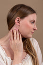 Floral cross zircon stud earrings sterling silver petal loops — Marina Jewelry Holy Land-2