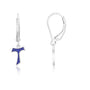 Blue enamel Tau cross drop earrings on sterling silver lever-backs by Marina Jewelry