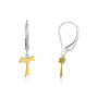 Gold-plated Tau cross drop earrings on sterling silver lever-backs by Marina Jewelry