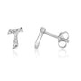 Cubic Zirconia Tau cross stud earrings in sterling silver by Marina Jewelry