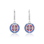 Saint Benedict medal drop earrings in blue and red enamel by Marina Jewelry