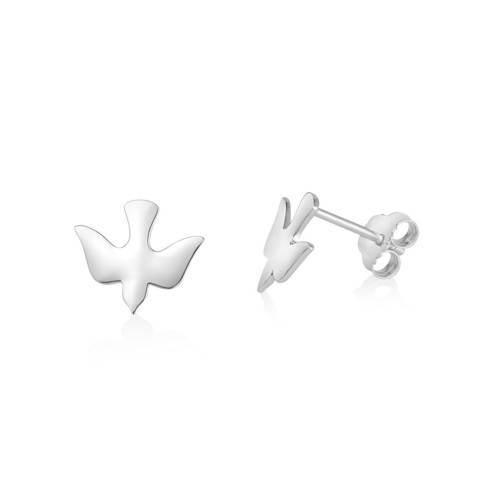 Dove stud earrings in 925 sterling silver by Marina Jewelry