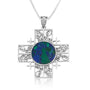 Filigree Jerusalem cross pendant with Eilat stone in 925 sterling silver by Marina Jewelry