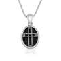 Engraved cross pendant necklace in 925 sterling silver with black onyx by Marina Jewelry