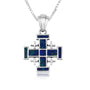 Jerusalem cross pendant with Eilat stone in 925 sterling silver by Marina Jewelry