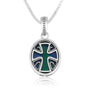 Eilat stone cross medallion pendant in 925 sterling silver by Marina Jewelry