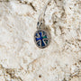 Eilat Stone Cross Medallion Pendant Necklace in 925 Sterling Silver – flat lay