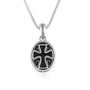Flared cross pendant necklace in 925 sterling silver with black onyx by Marina Jewelry