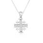 Pave Cubic Zirconia Jerusalem Cross pendant necklace in sterling silver by Marina Jewelry