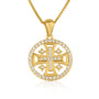 Gold-plated Jerusalem Cross medallion necklace with Cubic Zirconia by Marina Jewelry
