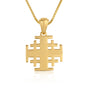 Polished gold-plated Jerusalem Cross pendant necklace by Marina Jewelry
