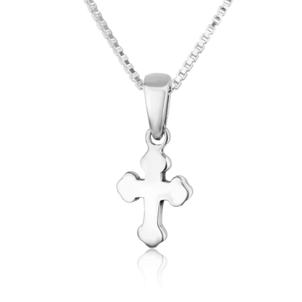 Plain polished cross pendant in 925 sterling silver by Marina Jewelry