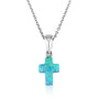 Blue opal cross pendant necklace in 925 sterling silver by Marina Jewelry