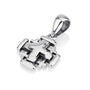 3D Layered Jerusalem Cross Pendant Necklace in 925 Sterling Silver – side view