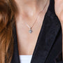3D Layered Jerusalem Cross Pendant Necklace in 925 Sterling Silver – shown worn, close-up
