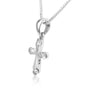 Cross Pendant Necklace, Cubic Zirconia Tips, 925 Sterling Silver – side view