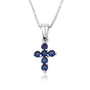Blue topaz cross pendant necklace in 925 sterling silver by Marina Jewelry