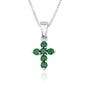 Emerald cross pendant necklace in 925 sterling silver by Marina Jewelry