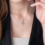 Jerusalem Cross Pendant Necklace, Rope-Twist Ends, 925 Sterling Silver – shown worn, close-up