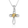 Gold-plated dove and open cross pendant in 925 sterling silver by Marina Jewelry