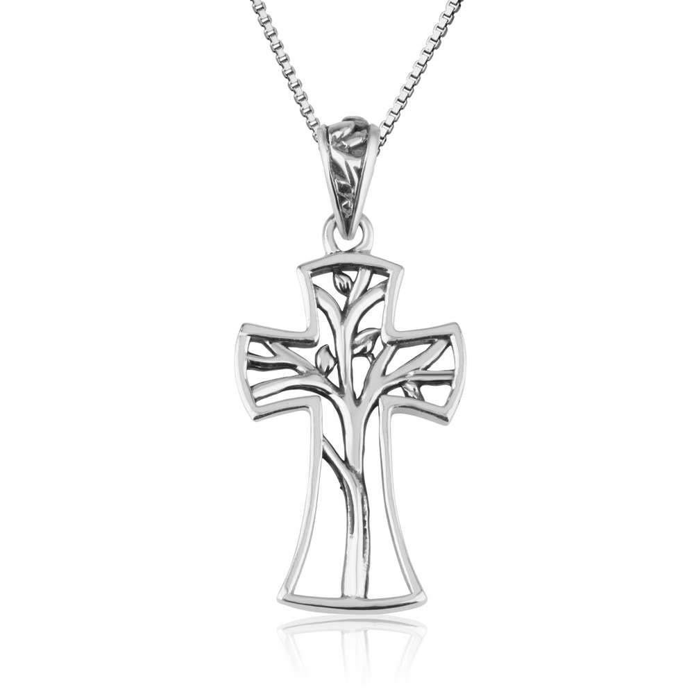 Tree of life cross pendant in 925 sterling silver by Marina Jewelry