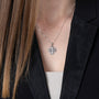 Twisted Rope Jerusalem Cross Pendant Necklace in 925 Sterling Silver – shown worn, close-up