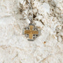 Two-Tone Jerusalem Cross Pendant Necklace, Grooved Center, 925 Sterling Silver – flat lay