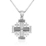 Ridged Jerusalem cross pendant in 925 sterling silver by Marina Jewelry