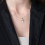 Two-Tone Cross Pendant Necklace in 925 Sterling Silver, Gold-Plated – shown worn, close-up