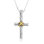 Two-tone rope cross pendant with gold accent in 925 sterling silver by Marina Jewelry