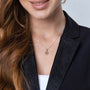 Sunburst Two-Tone Jerusalem Cross Pendant Necklace in 925 Sterling Silver – shown worn, close-up