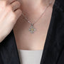 Twisted Rope Two-Tone Jerusalem Cross Pendant Necklace in 925 Sterling Silver, Oxidized – shown worn, close-up