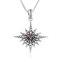 Beaded Star of Bethlehem pendant with garnet in 925 sterling silver by Marina Jewelry