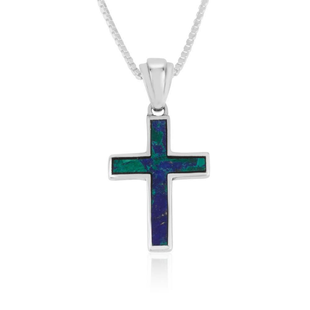 Eilat stone cross pendant in 925 sterling silver by Marina Jewelry