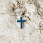 Eilat Stone Cross Pendant Necklace, Slim Inlay, 925 Sterling Silver – flat lay