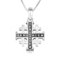 Two-Tone Jerusalem Cross Pendant Necklace in 925 Sterling Silver with Cubic Zirconia – back view